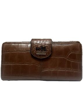 Coach Croc Embossed Horse & Carriage Bronze Bifold Wallet